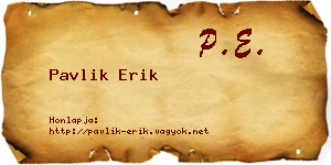 Pavlik Erik névjegykártya